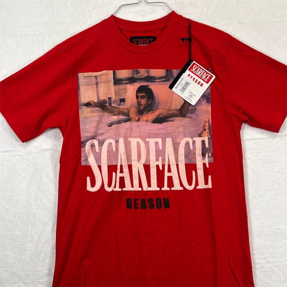 Reason Clothing Men's Scarface Tony Montana Shirt Red Size S